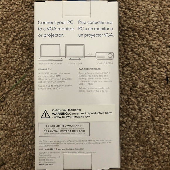Insignia hdmi to vga adapter for Mac or windows - Picture 2 of 3